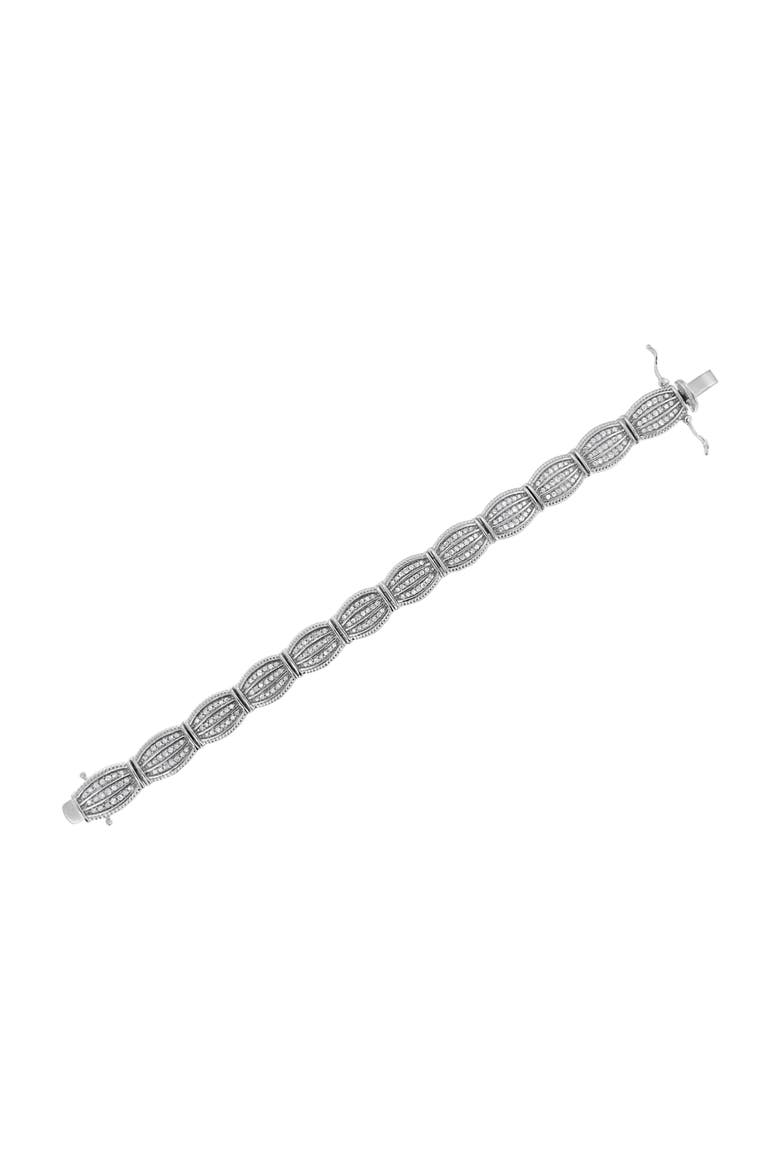 Silver 3.0 Cttw Prong Set Diamond Art Deco Style Tennis Bracelet, Alternate, color, White