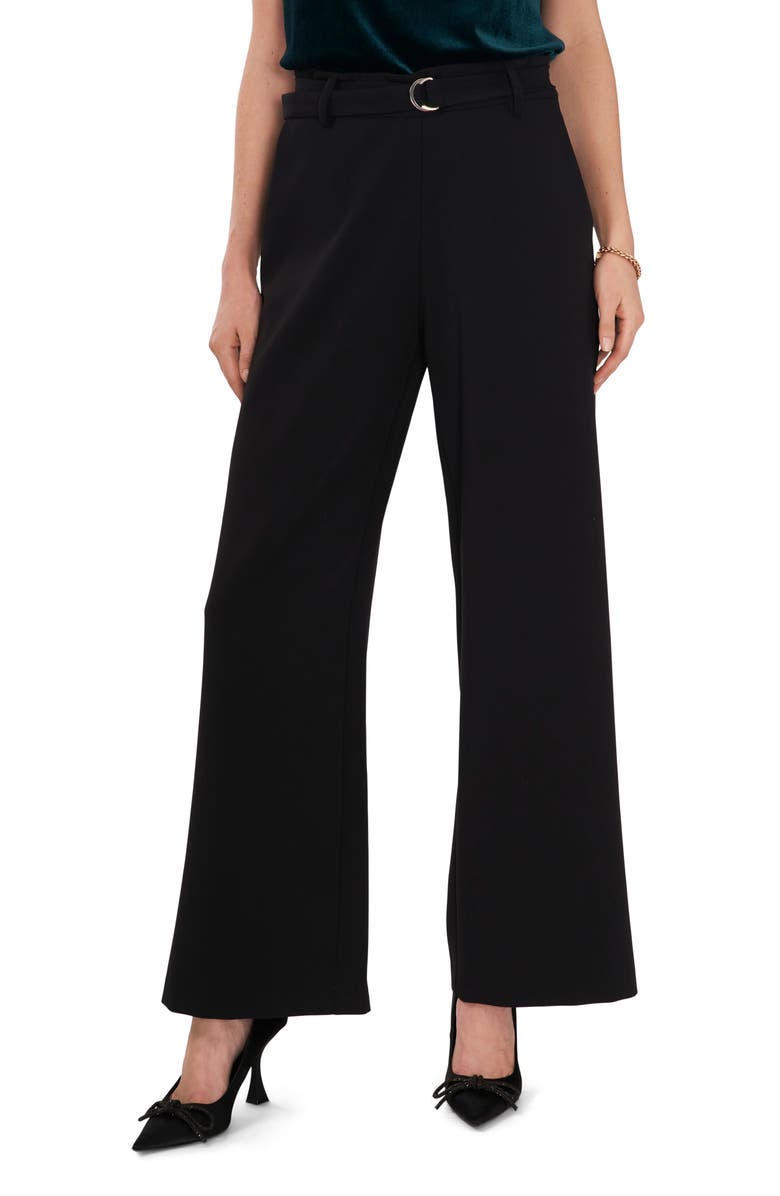 Vince Camuto Belted Wide Leg Pants, Main, color, Rich Black