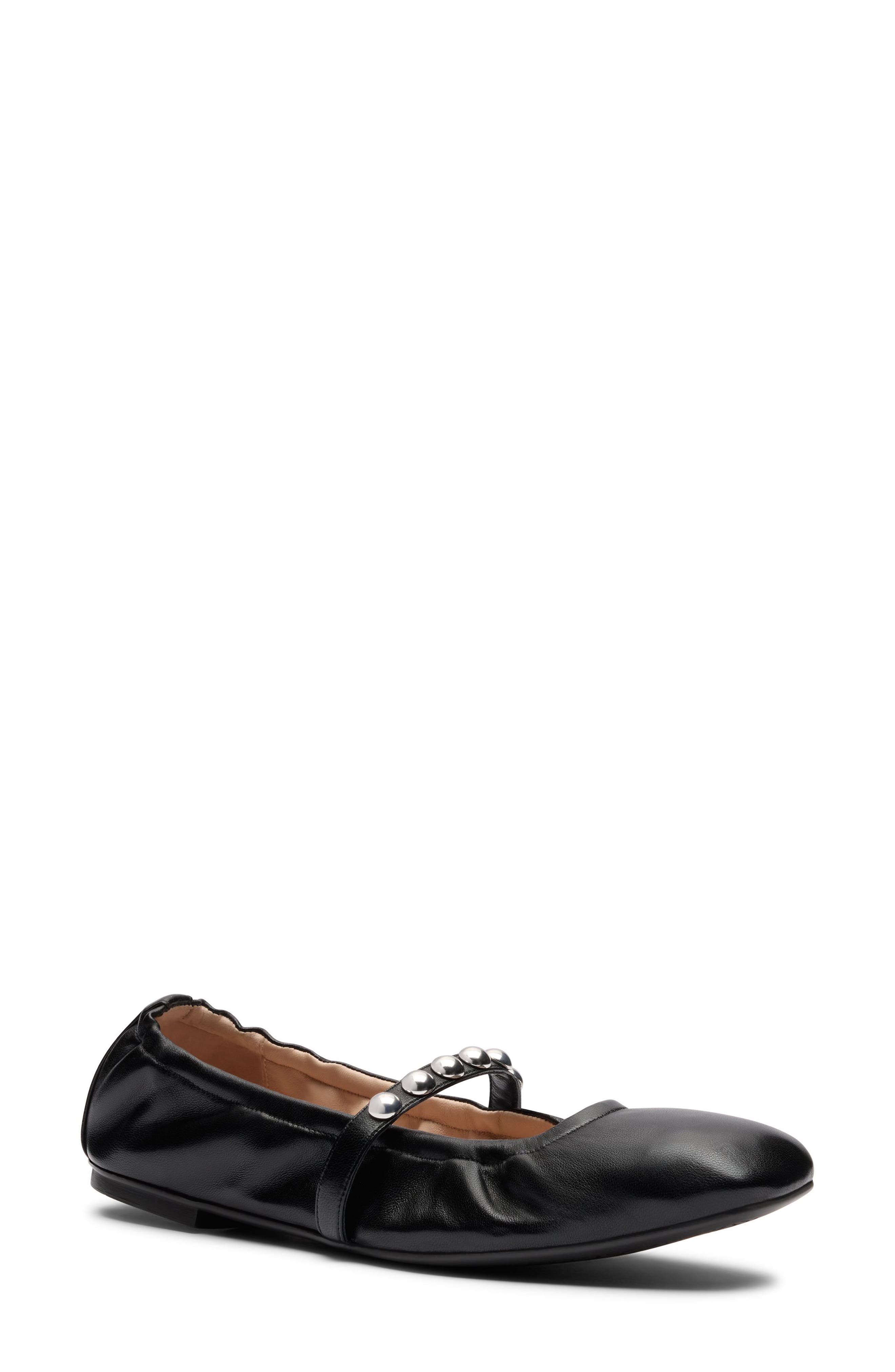 Goldie Stud Ballet Flat, Main, color, BLACK NAPPA