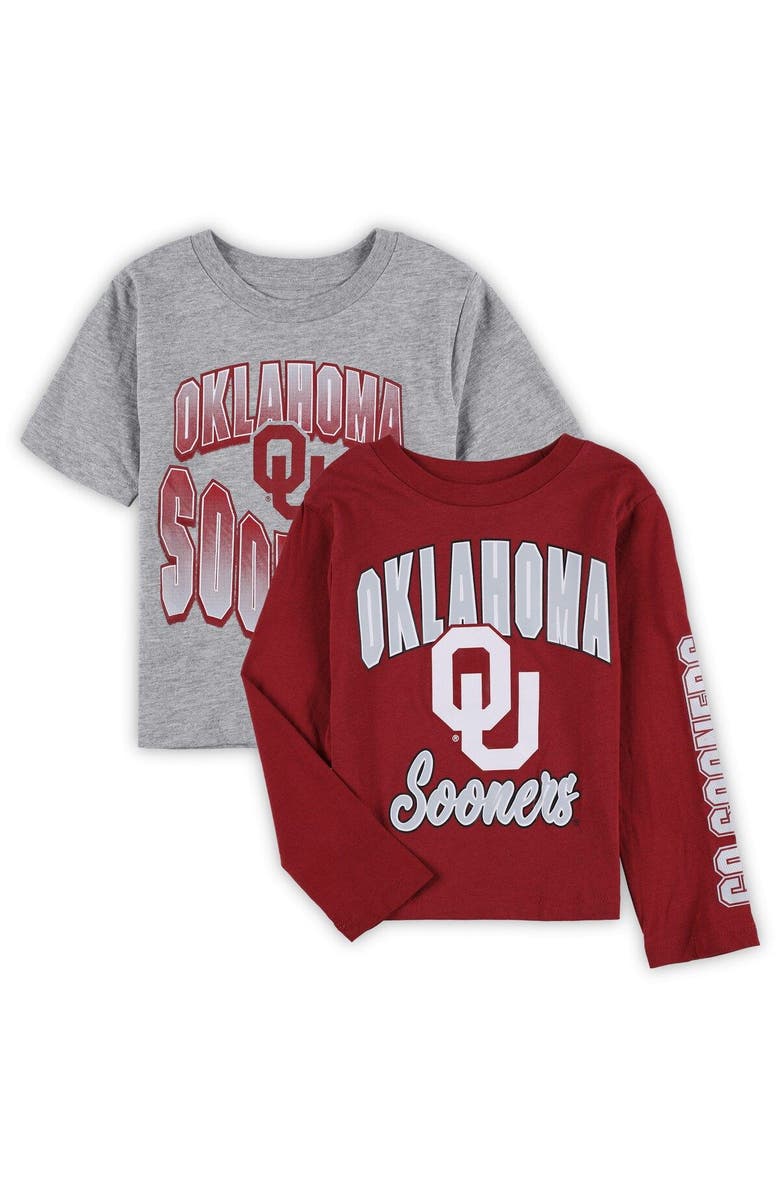 Outerstuff Preschool Crimson/Heather Gray Oklahoma Sooners Game Day T-Shirt Combo Pack, Main, color, 