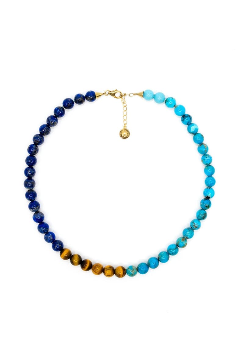 Turquoise, Lapis, Tiger Eye Collar Necklace, Main, color, Blue
