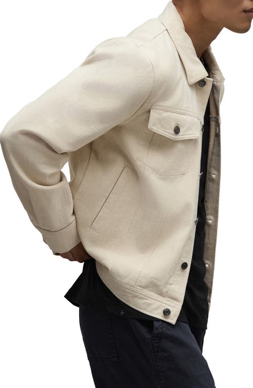 Barefoot Dreams Brushed Cotton Twill Trucker Jacket In White