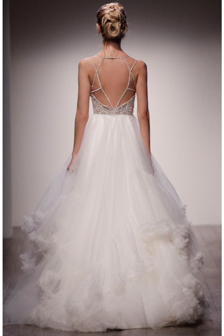 Georgie Embellished Bodice Tulle Ballgown, Alternate, color, IVORY