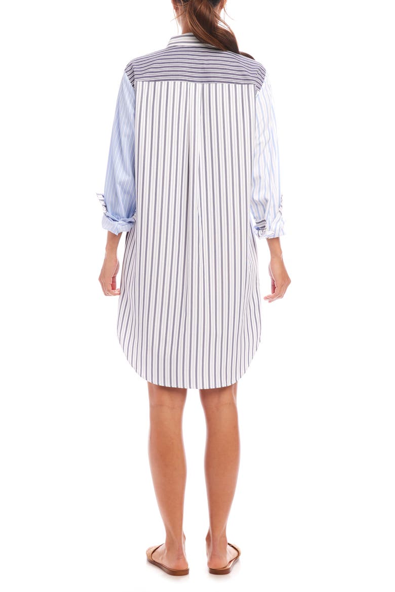 Mixed Stripe Long Sleeve Shirtdress, Alternate, color, BLUE STRIPE
