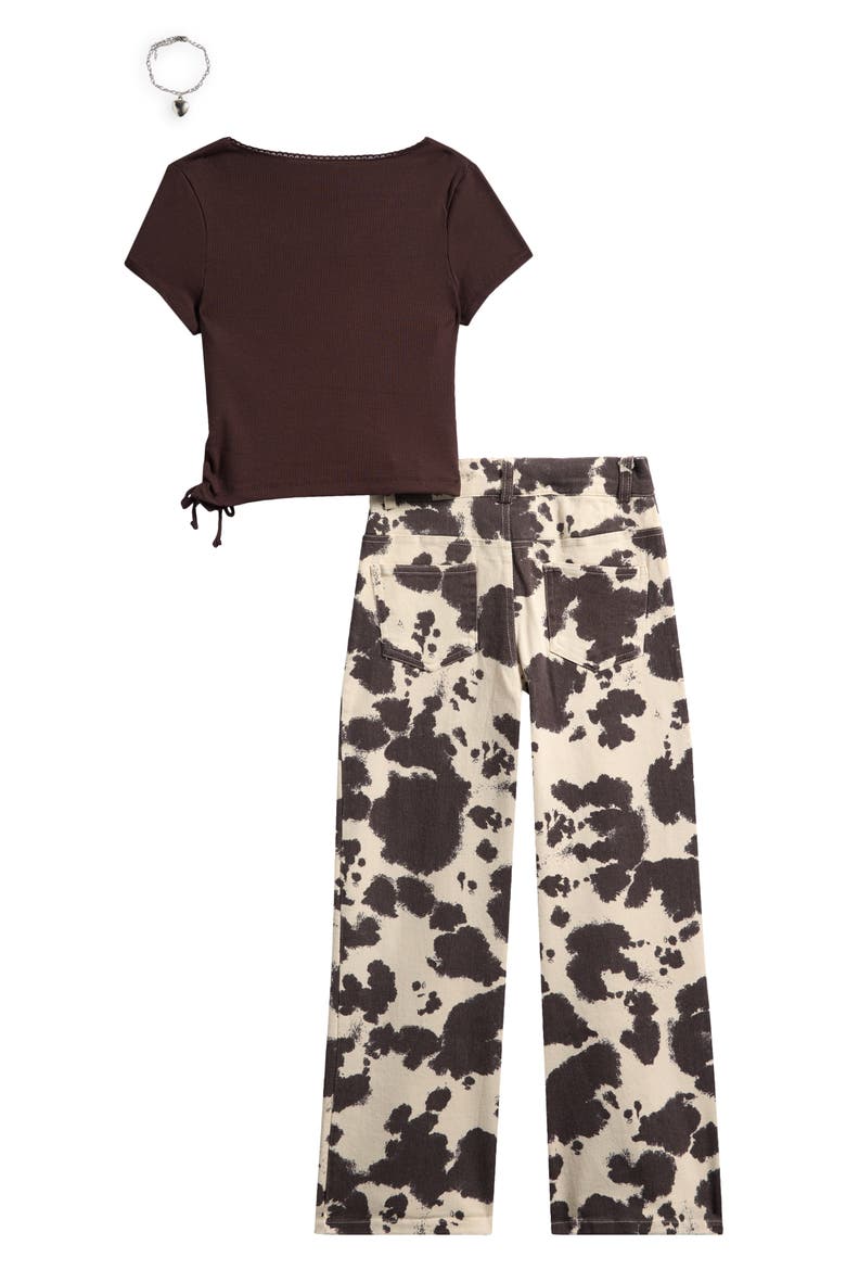 Ribbed Top & Cow Twill Pants, Alternate, color, BROWN