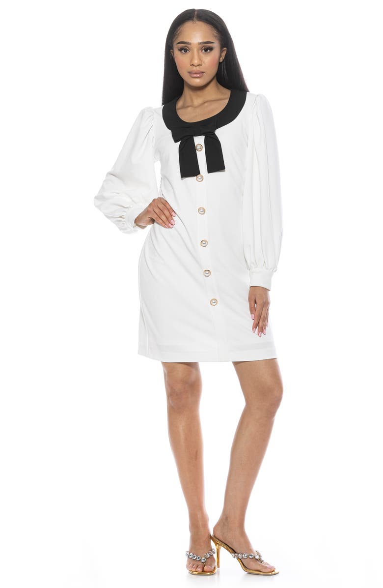 Alexia Admor Miyako Imitation Pearl Button Long Sleeve Dress, Alternate, color,