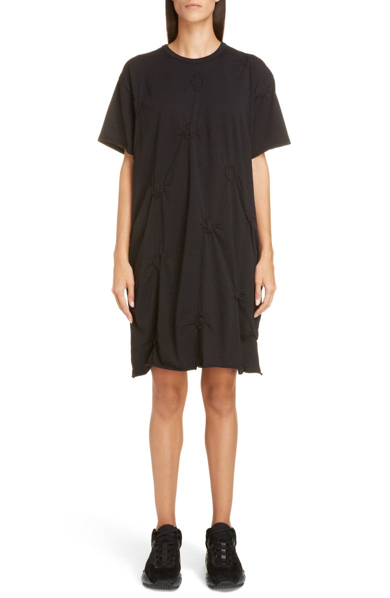 Y's by Yohji Yamamoto Gathered Dot T-Shirt Dress, Main, color, 