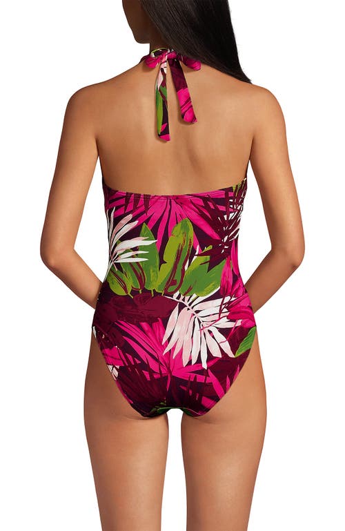 Lands' End Sculpting Suit Plunge Halter High Leg One Piece Swimsuit