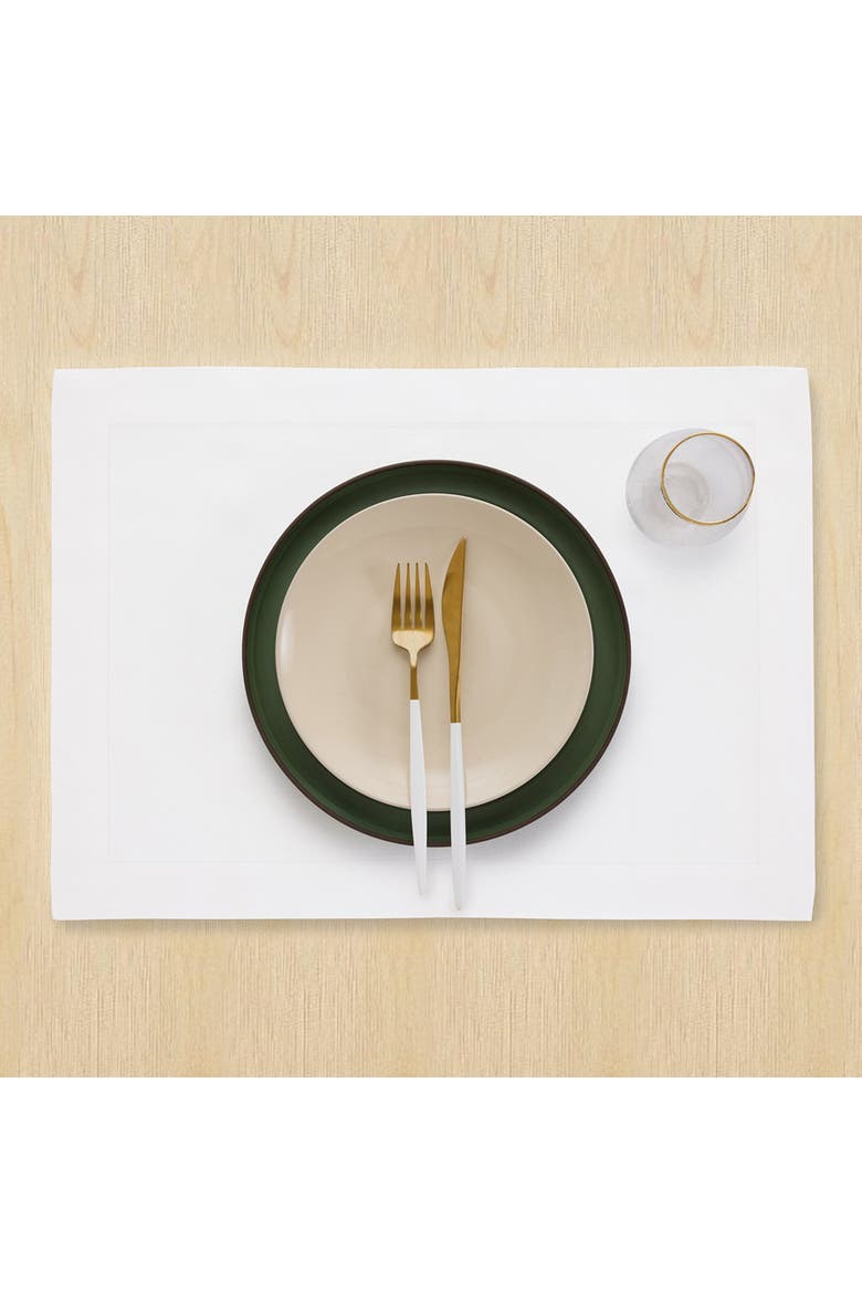 Linen Placemats Set of 4, 14 x 19 Inch - Fete, Alternate, color, White