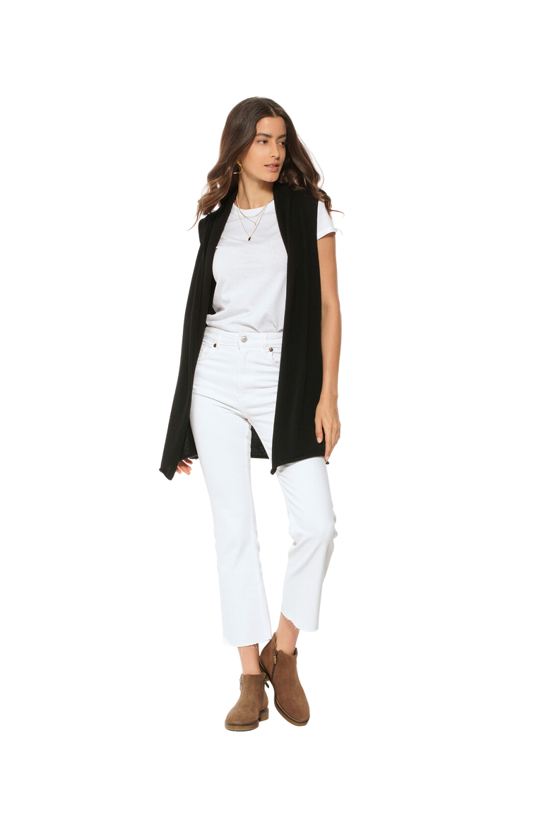 Pure Cashmere Sleeveless Long Open Front Cardigan, Alternate, color, Camel