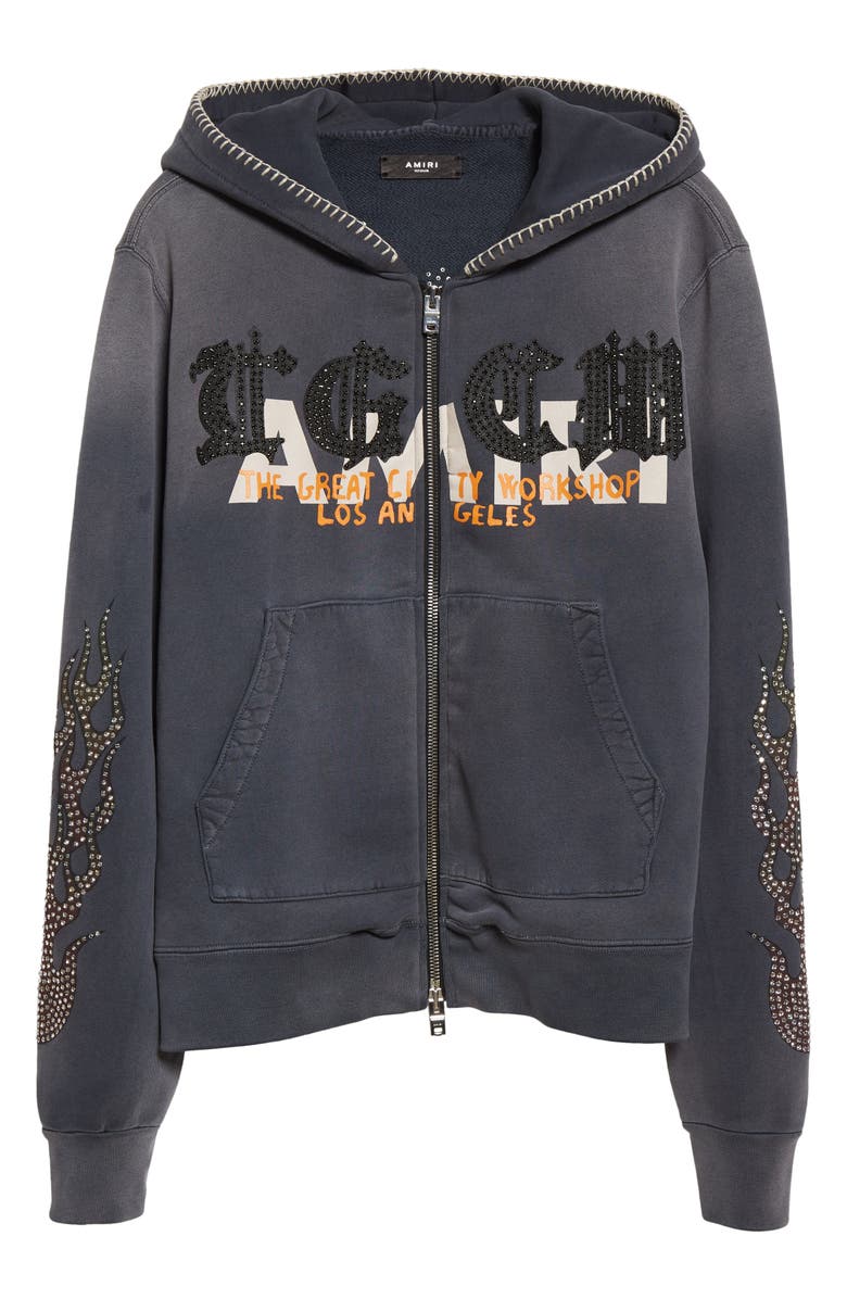 AMIRI T.G.C.W. Crystal Zip Graphic Hoodie, Alternate, color, 