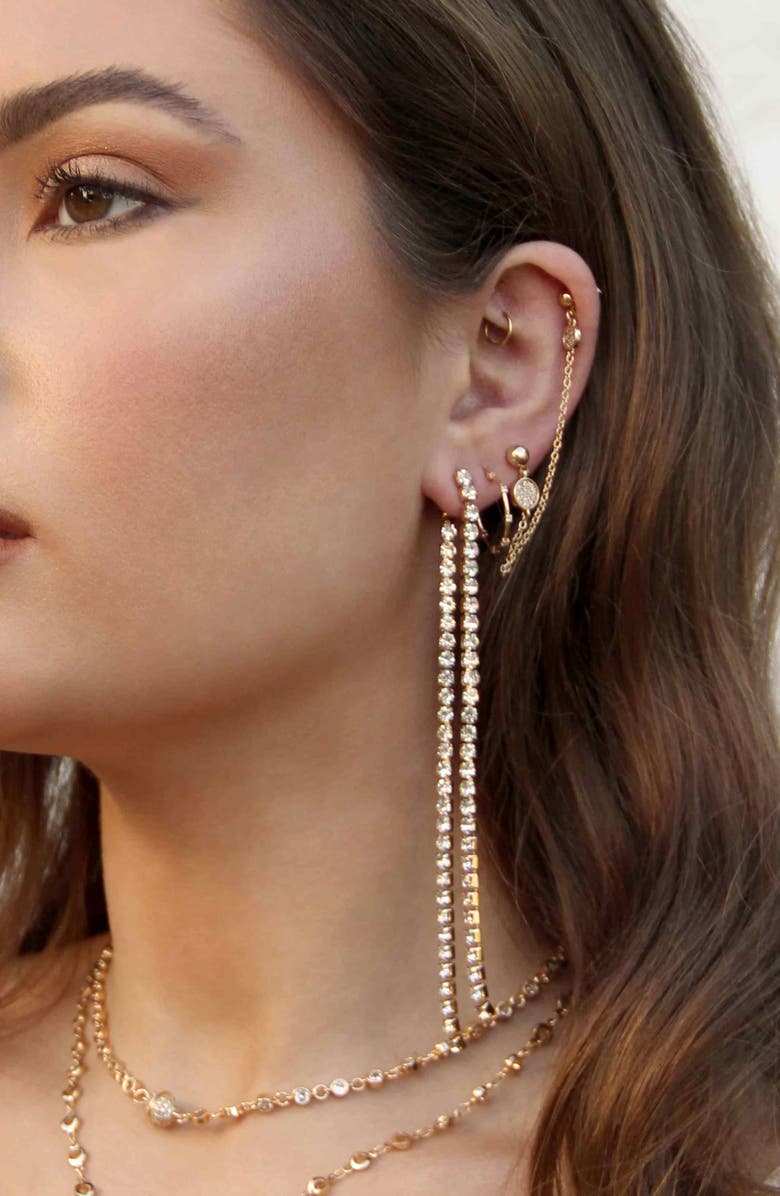 Ettika Crystal Linear Drop Ear Jackets, Alternate, color, 