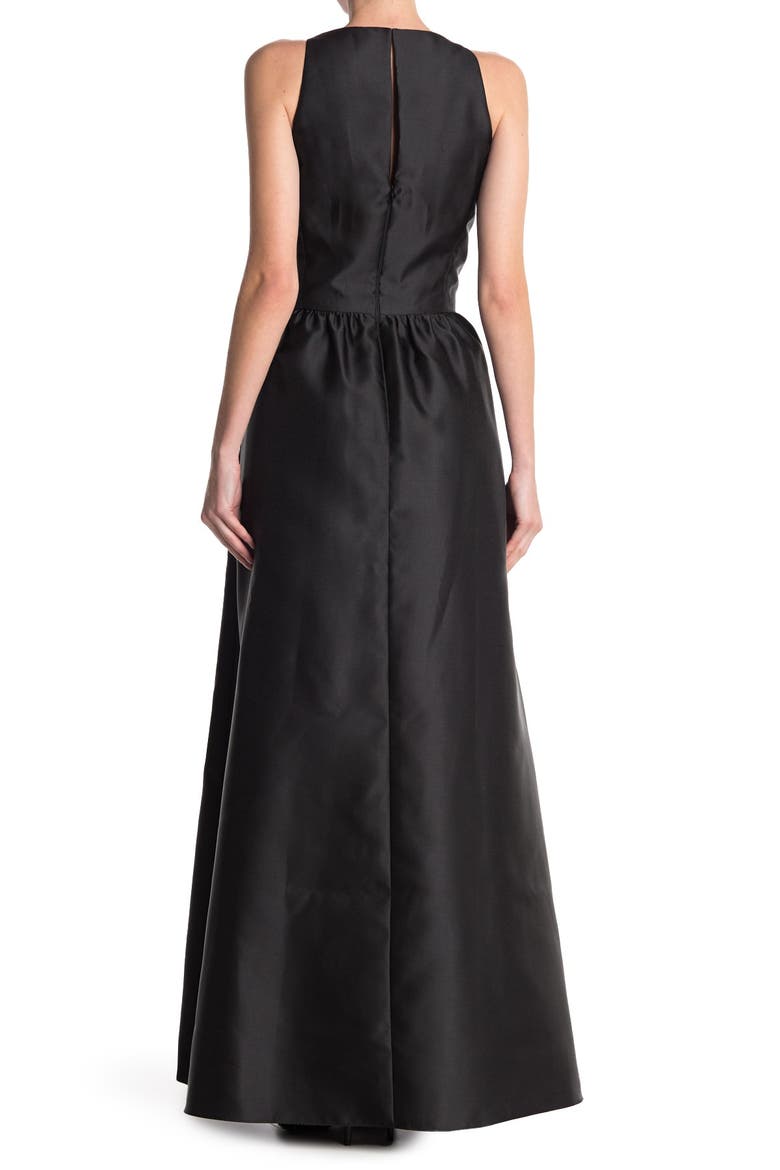 Satin A-Line Gown, Main, color, BLACK