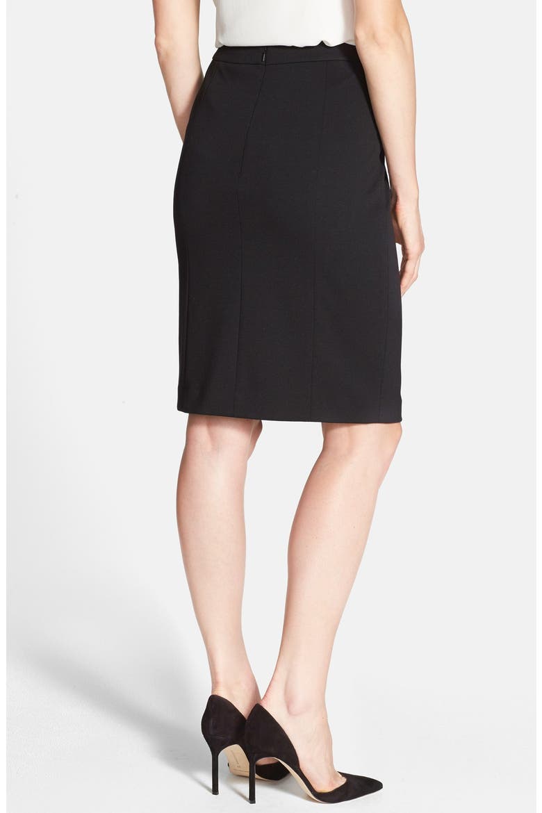 Zip Detail Ottoman Panel Pencil Skirt, Alternate, color, BLACK