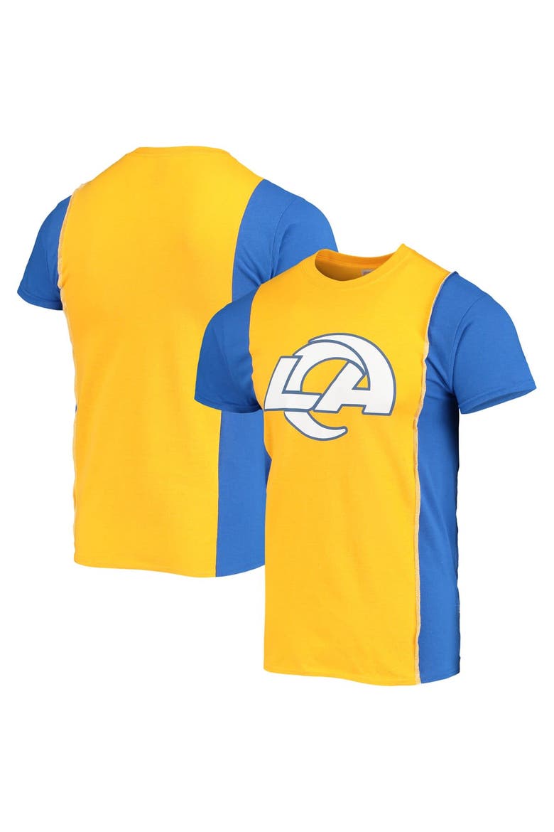 Men's Refried Apparel Gold/Royal Los Angeles Rams Sustainable Upcycled Split T-Shirt, Main, color, Gold
