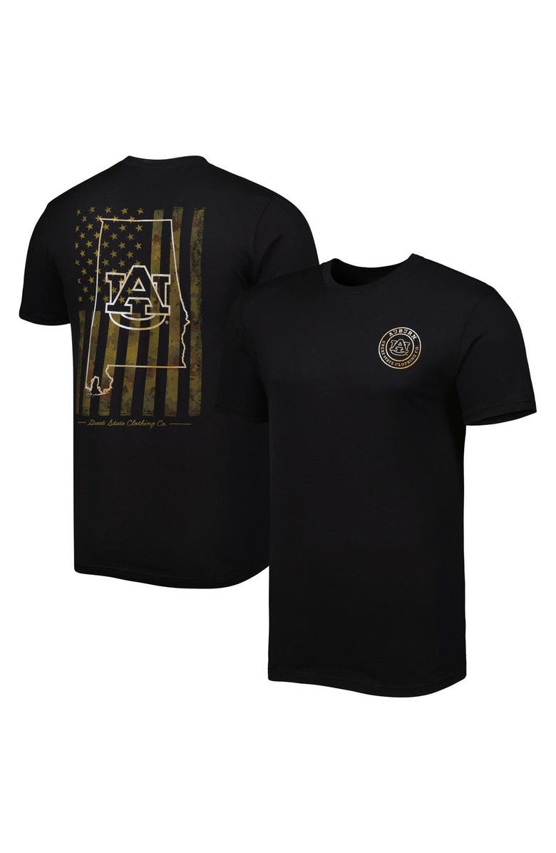 GREAT STATE CLOTHING Men's Black Auburn Tigers Camo Flag 2-Hit T-Shirt, Alternate, color,