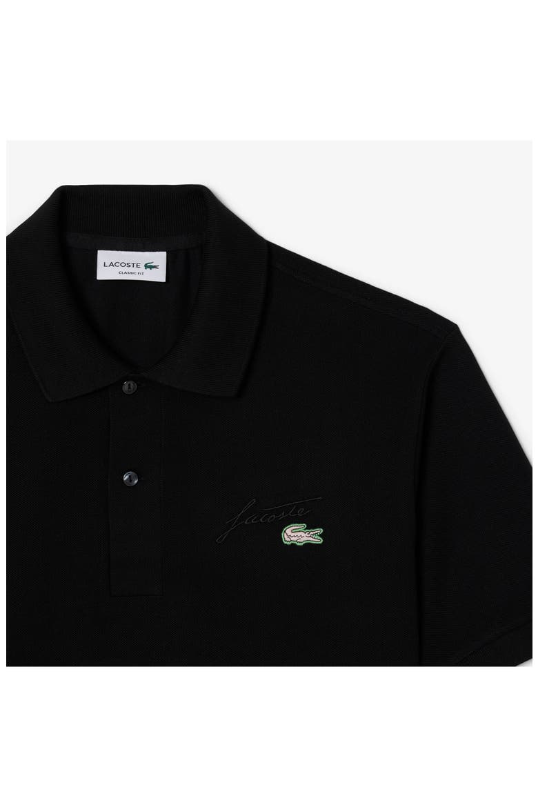 Classic Fit Embroidery Detail Cotton Piqué Polo, Alternate, color, BLACK