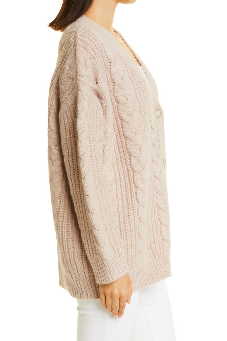 Wool & Alpaca Cable Cocoon Cardigan, Alternate, color, BLUSH