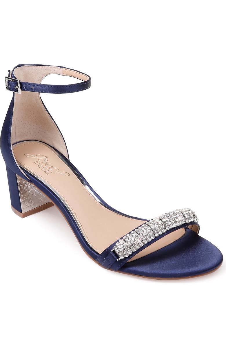 Jewel Badgley Mischka Ramsay Ankle Strap Sandal, Main, color, Navy Satin