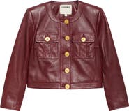 L'AGENCE Deidra Lambskin Leather Crop Jacket