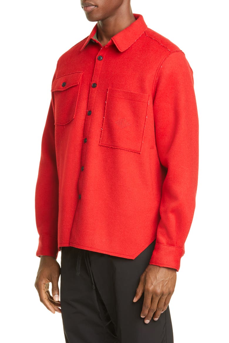 Ike Military Wool Blend Flannel Overshirt, Alternate, color, RED