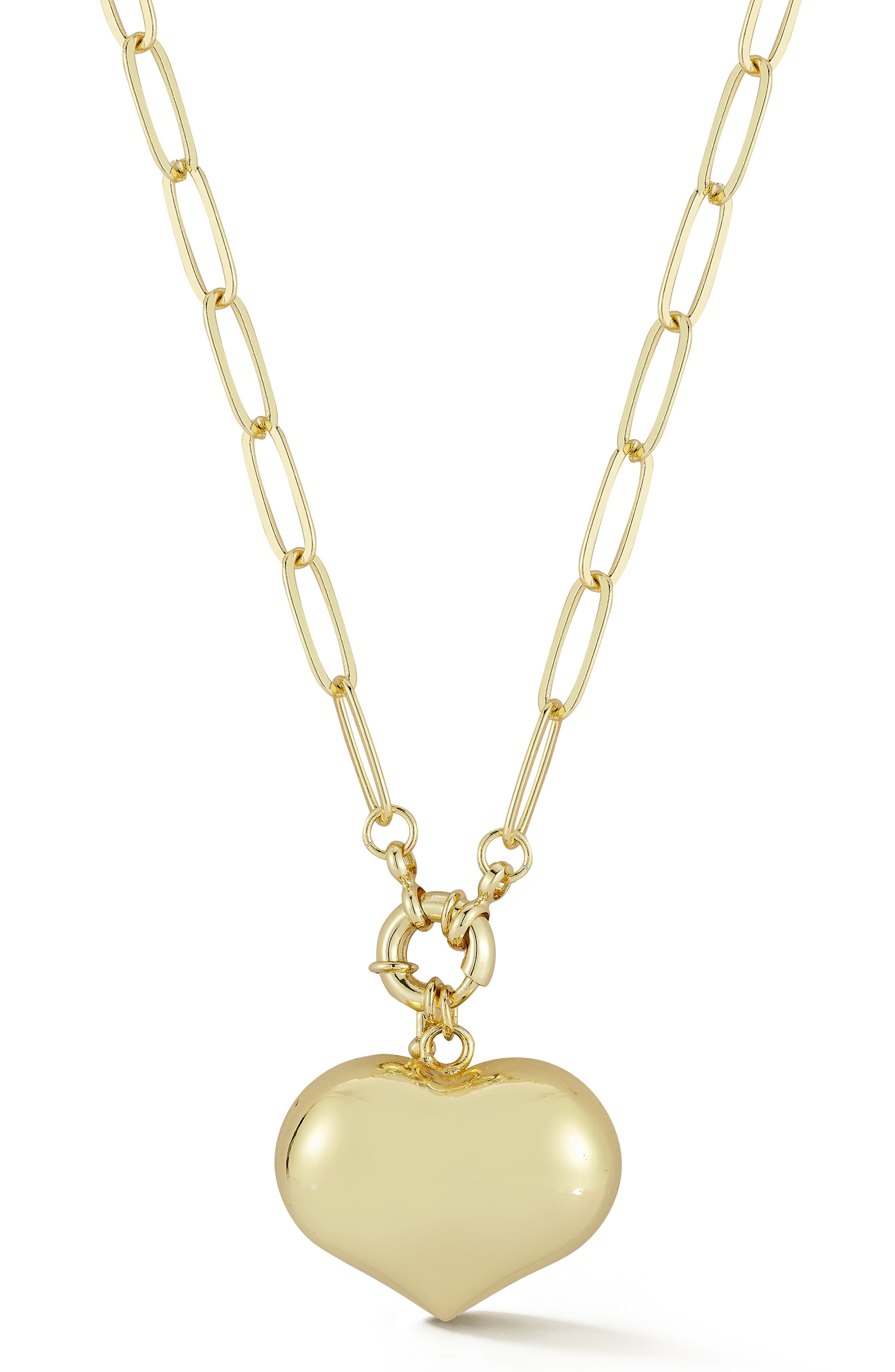 CHLOE AND MADISON Puffy Heart Paperclip Chain Necklace