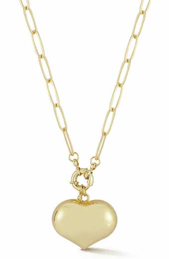 CHLOE AND MADISON Puffy Heart Paperclip Chain Necklace
