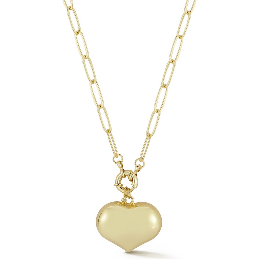 Chloe & Madison Chloe And Madison Puffy Heart Paperclip Chain Necklace In Gold