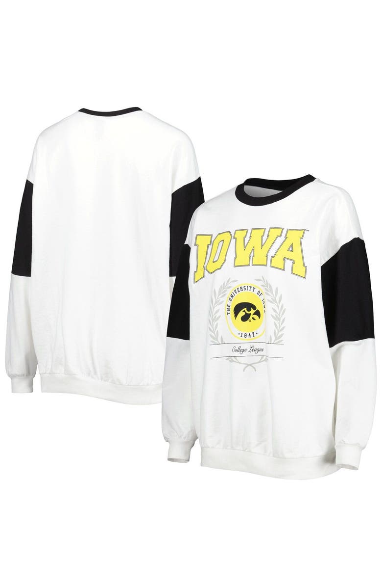 GAMEDAY COUTURE Women's Gameday Couture White Iowa Hawkeyes It's A Vibe Dolman Pullover Sweatshirt, Main, color, White