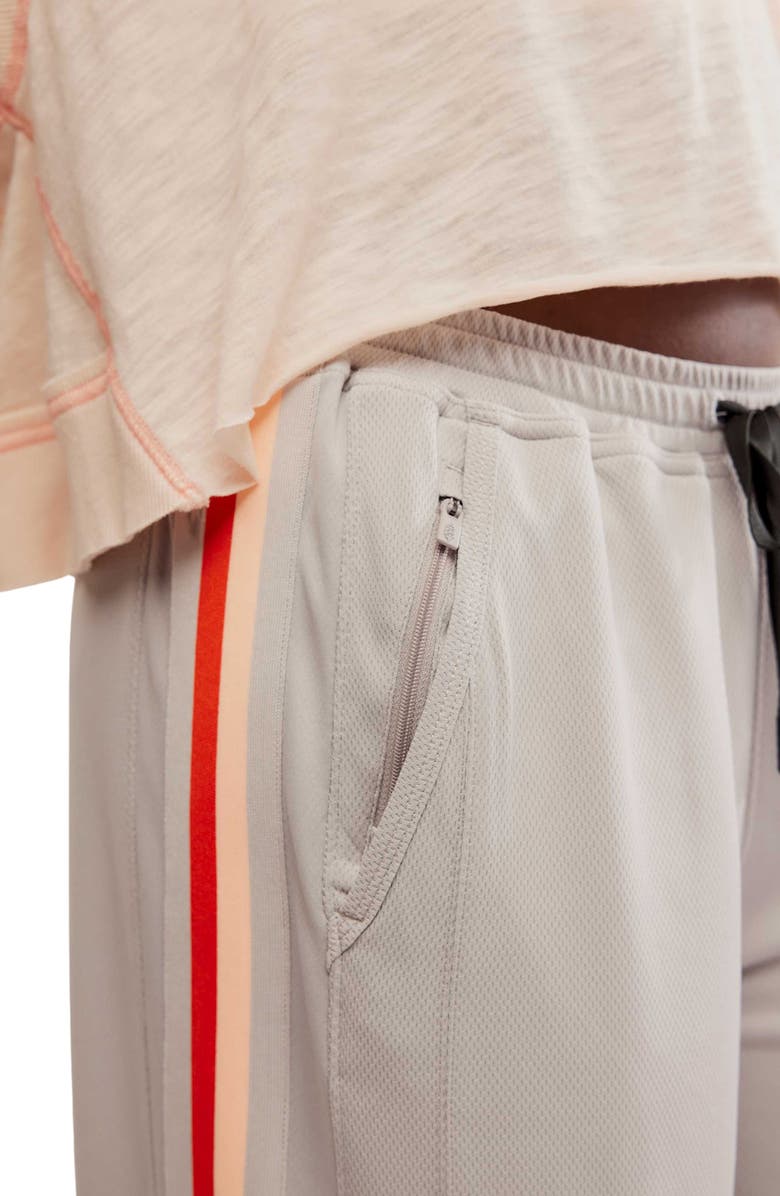 Free People One on One Side Stripe Mesh Drawstring Pants, Alternate, color, Goal Post Combo