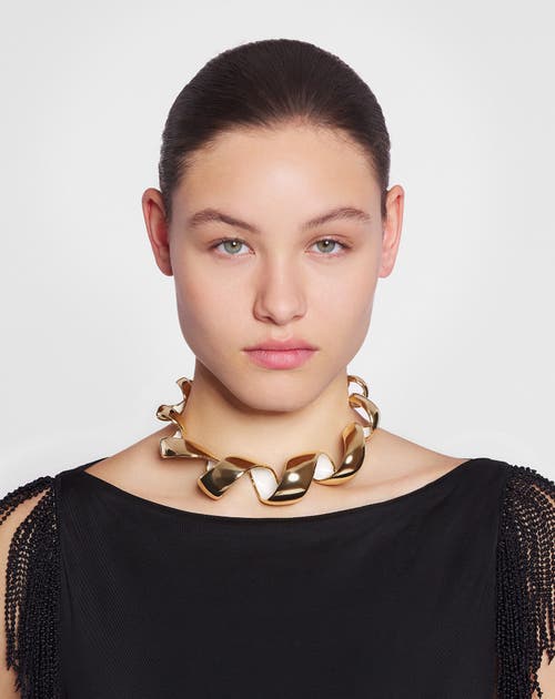 Lanvin Melodie Ribbon Necklace In Gold/moon