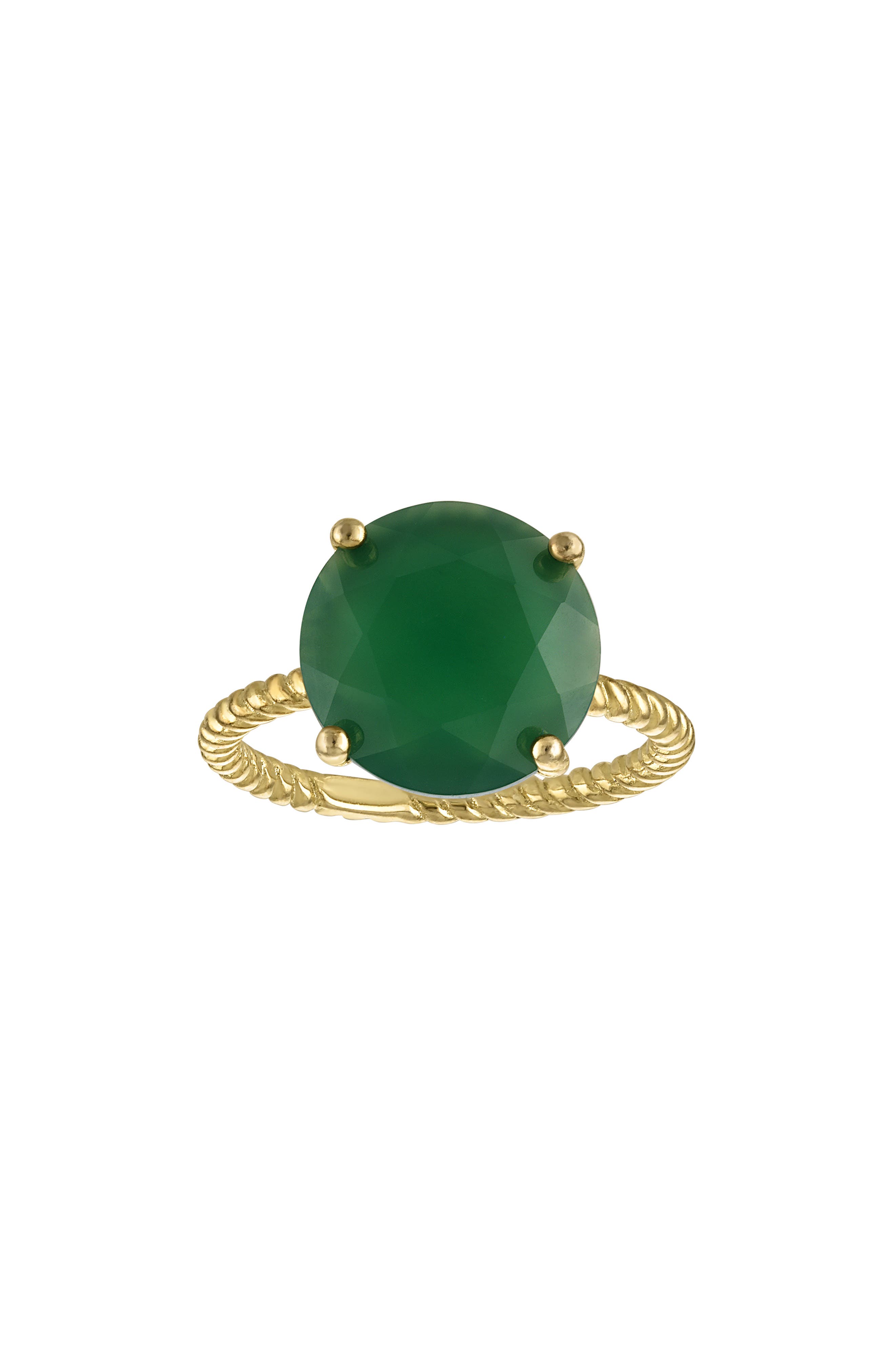 FZN Green Chalcedony Solitaire Ring