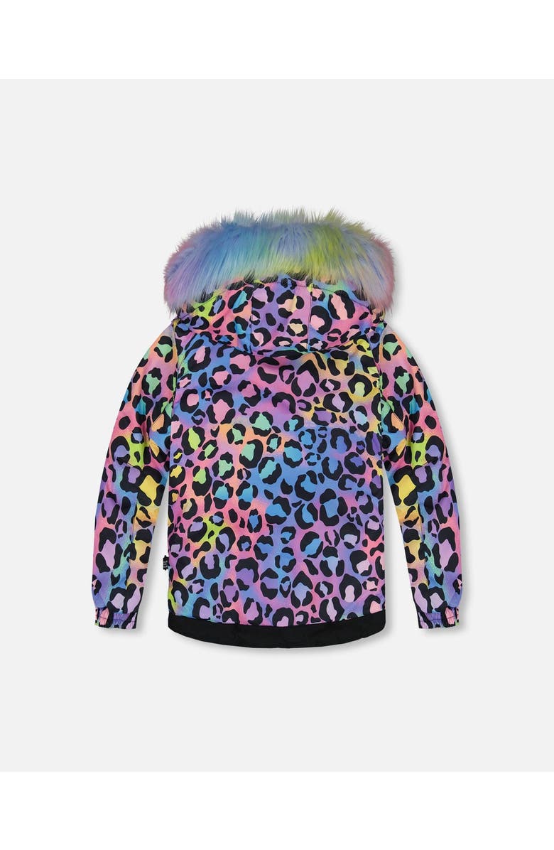 Deux par Deux Girl's Two Piece Snowsuit Printed Rainbow Leopard And Black, Alternate, color, 
