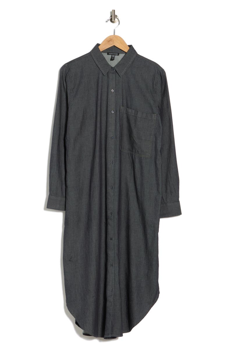 Eileen Fisher Long Sleeve Organic Cotton Shirtdress, Alternate, color,
