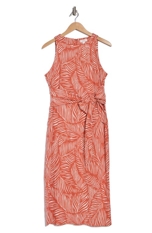 Nordstrom Rack Sleeveless Tie Waist Linen Blend Midi Dress