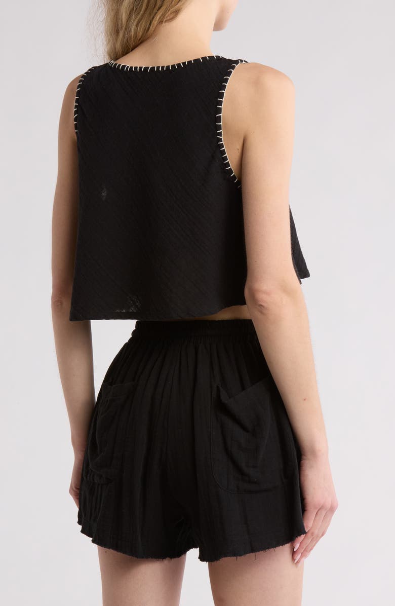 Elan Flowy Cotton Cover-Up Tank, Alternate, color, Black