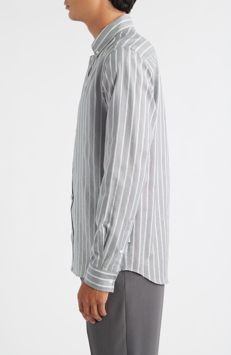 Les Deux Konrad Stripe Cotton Button-Down Shirt, Alternate, color, Asphalt