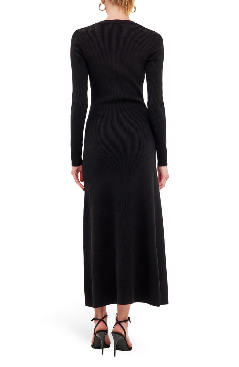 Endless Rose Premium Front Button Long Sleeve Rib Midi Dress, Alternate, color,