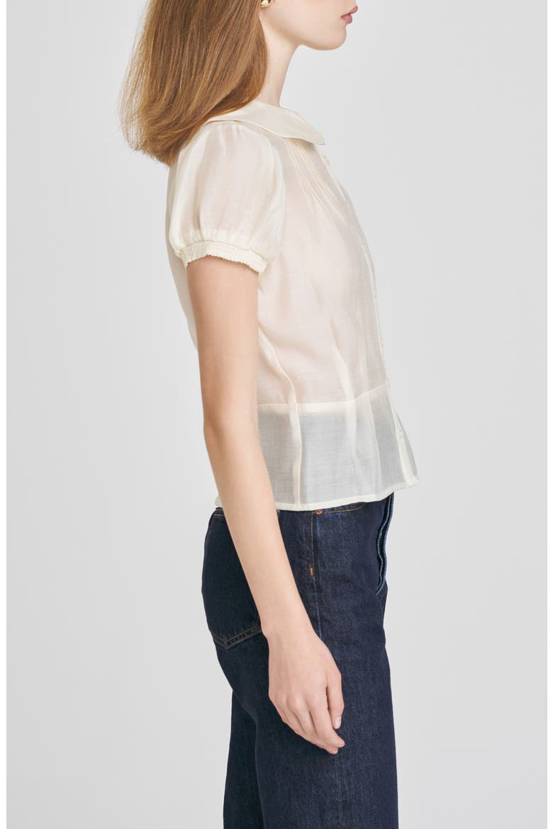Kit Puff Sleeve Semisheer Peplum Top, Alternate, color, OFF WHITE
