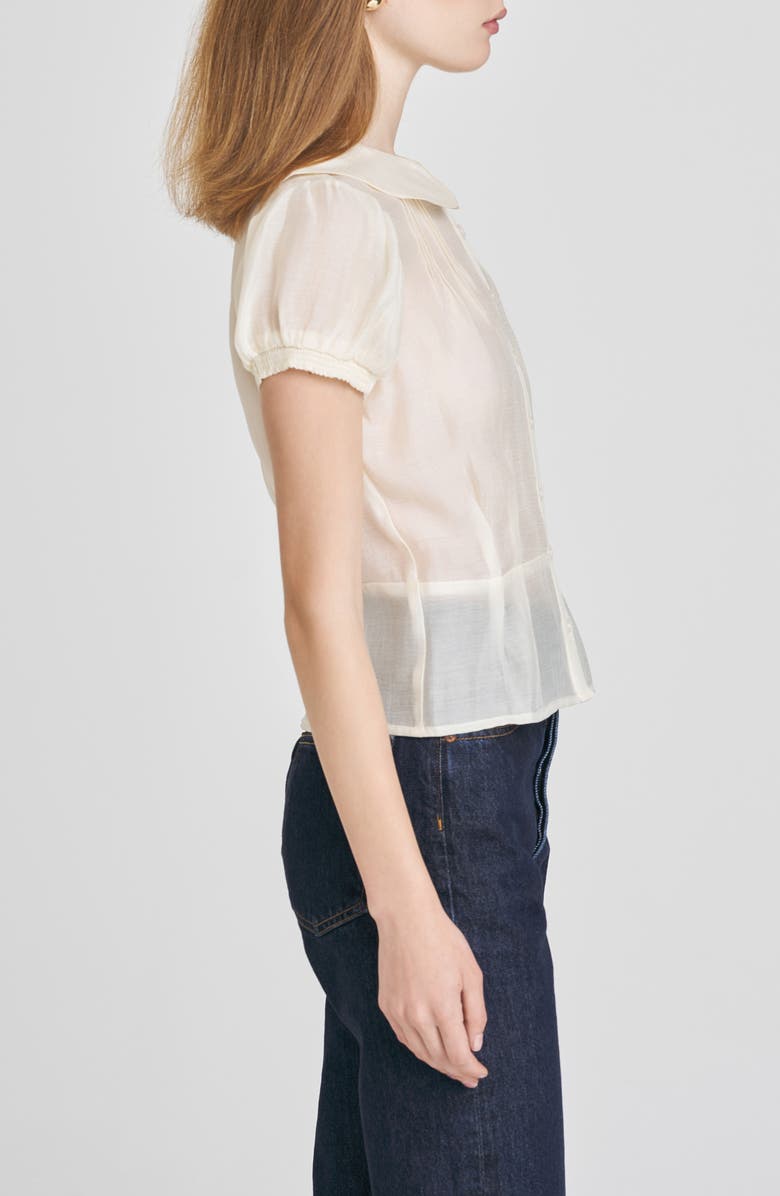 WAYF Kit Puff Sleeve Semisheer Peplum Top, Alternate, color, Off White