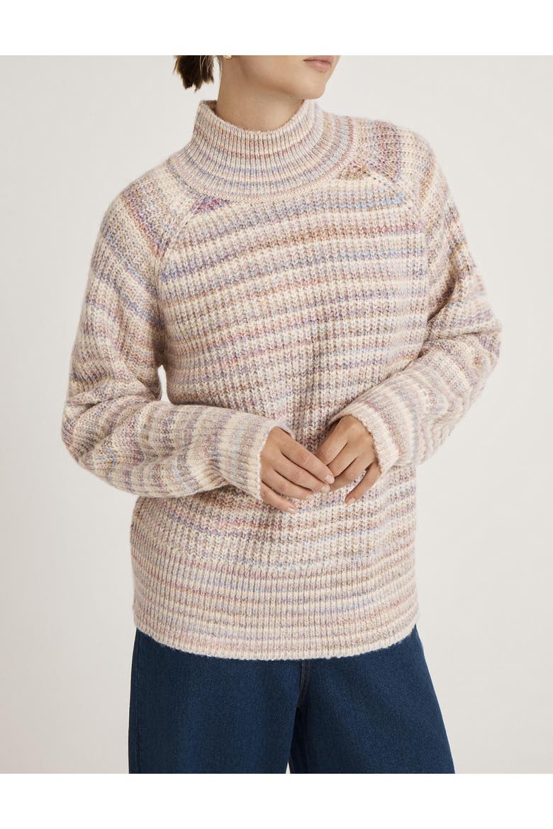 Helen Funnel Neck Knitted Sweater, Alternate, color, Pink Stripe