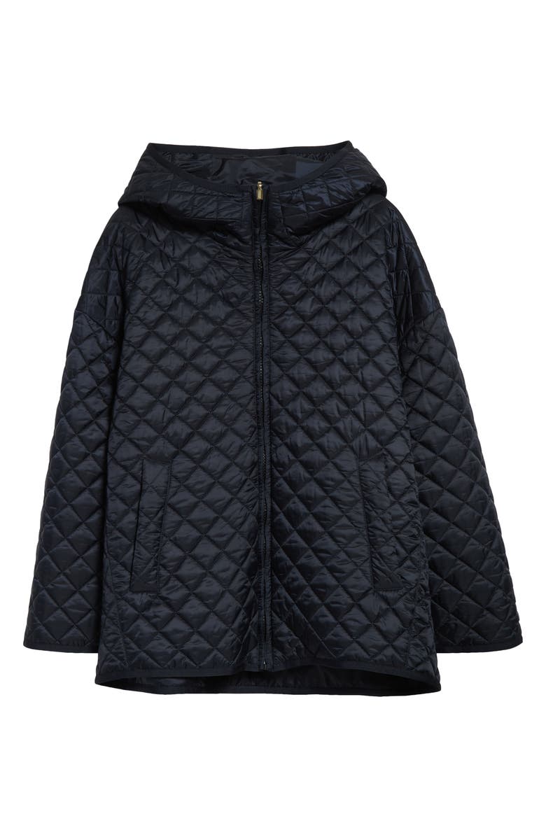 Max Mara Leo Diamond Quilted Cameluxe Hooded Jacket, Alternate, color, Midnight Blue