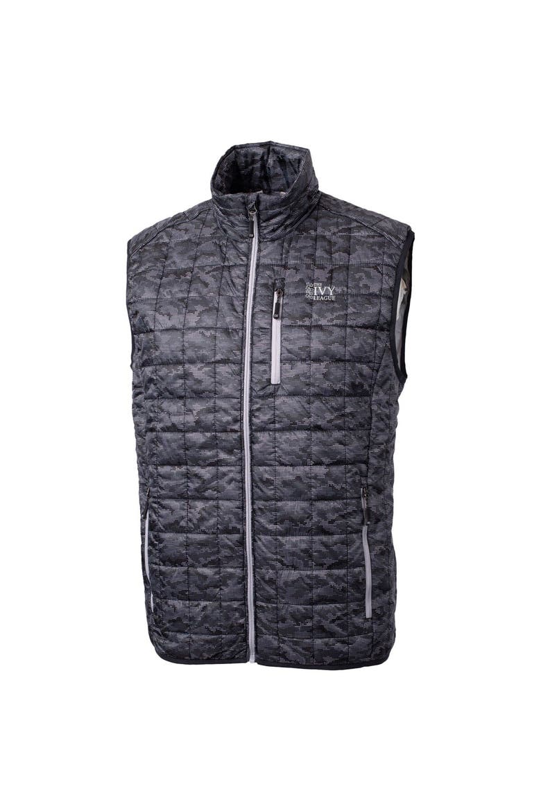 Men's Cutter & Buck  Black Ivy League Rainier PrimaLoft Eco Insulated Printed Full-Zip Puffer Vest, Alternate, color, Black