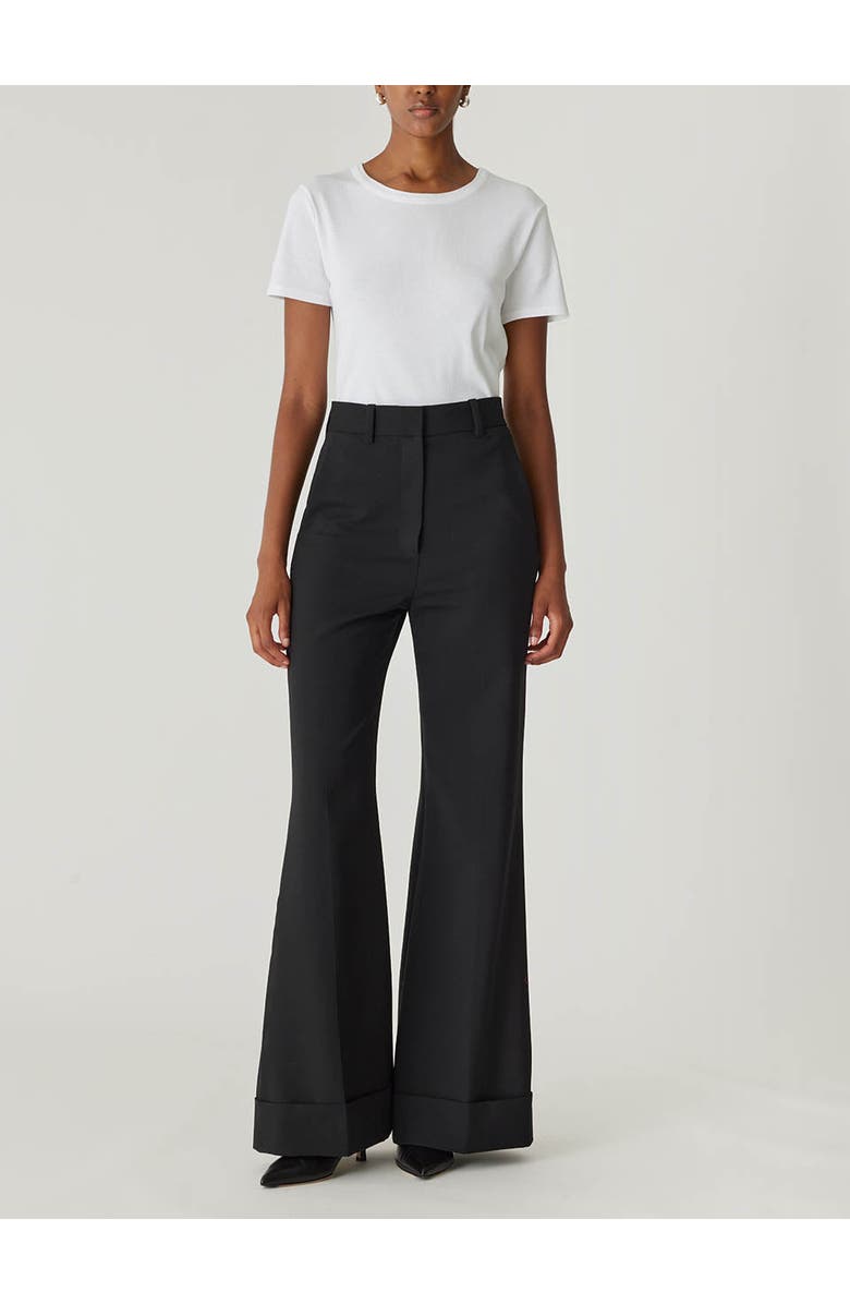 Rebecca Taylor Refined Suiting Wide Leg Trouser, Main, color, Black