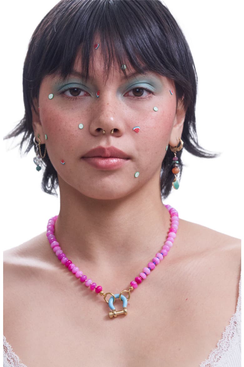 Maui Pink Opal Gold Plated Necklace, Alternate, color, Pink