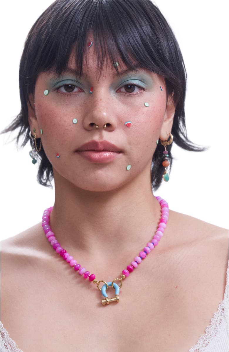 SHOP SPICY DAN Maui Pink Opal Gold Plated Necklace, Alternate, color, Pink