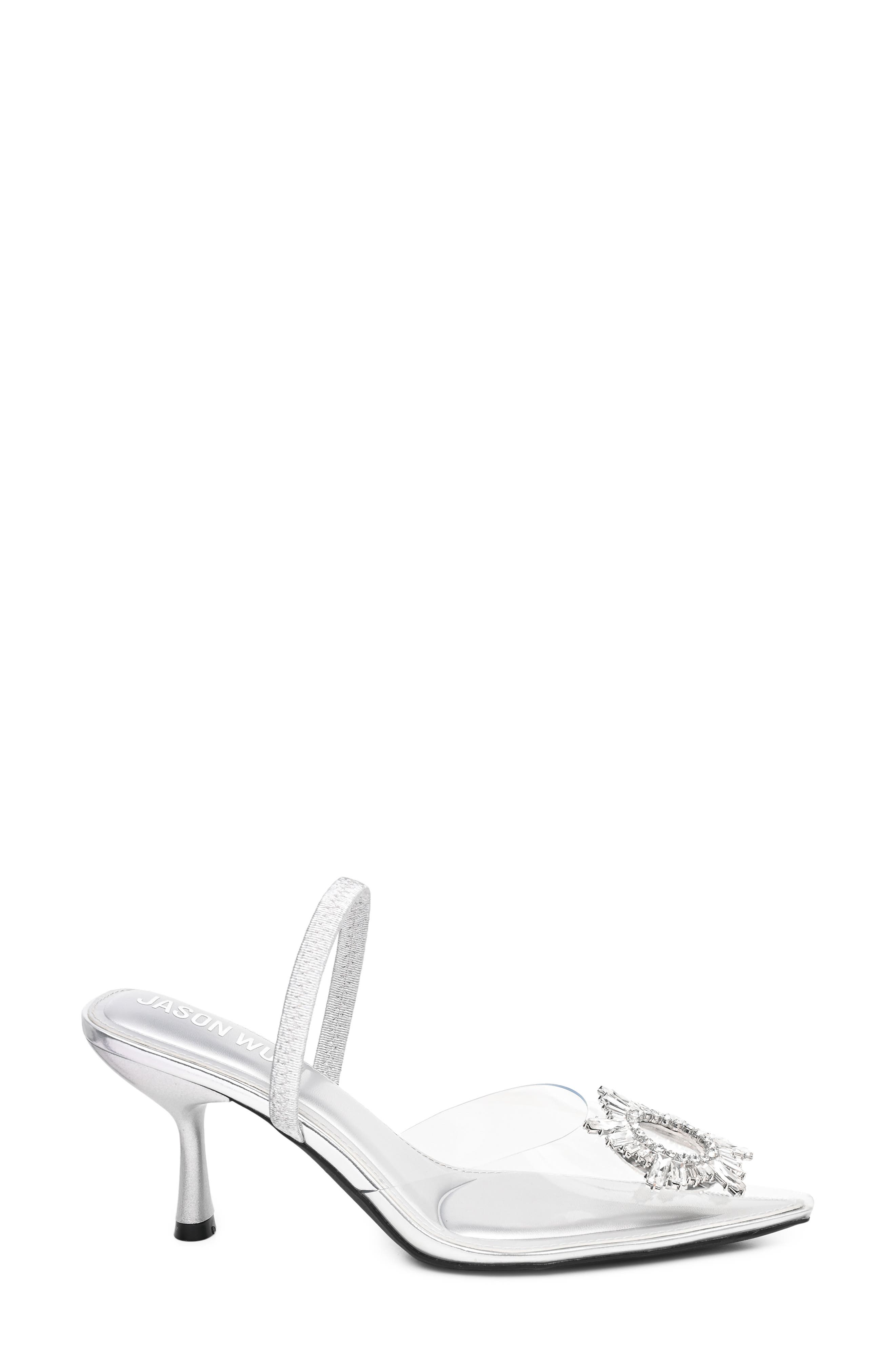 Jeweled Clear Mule, Alternate, color, SILVER/ CLEAR STONE
