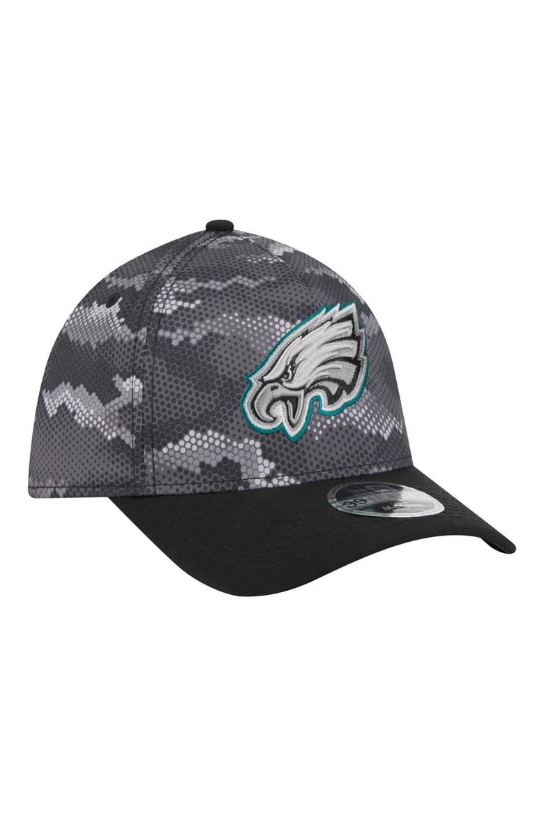 Men's New Era  Black Philadelphia Eagles Camo A-Frame 39THIRTY Flex Hat, Alternate, color, Black