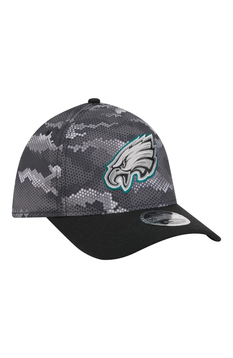 New Era Men's New Era Black Philadelphia Eagles Camo A-Frame 39THIRTY Flex Hat, Alternate, color, Black