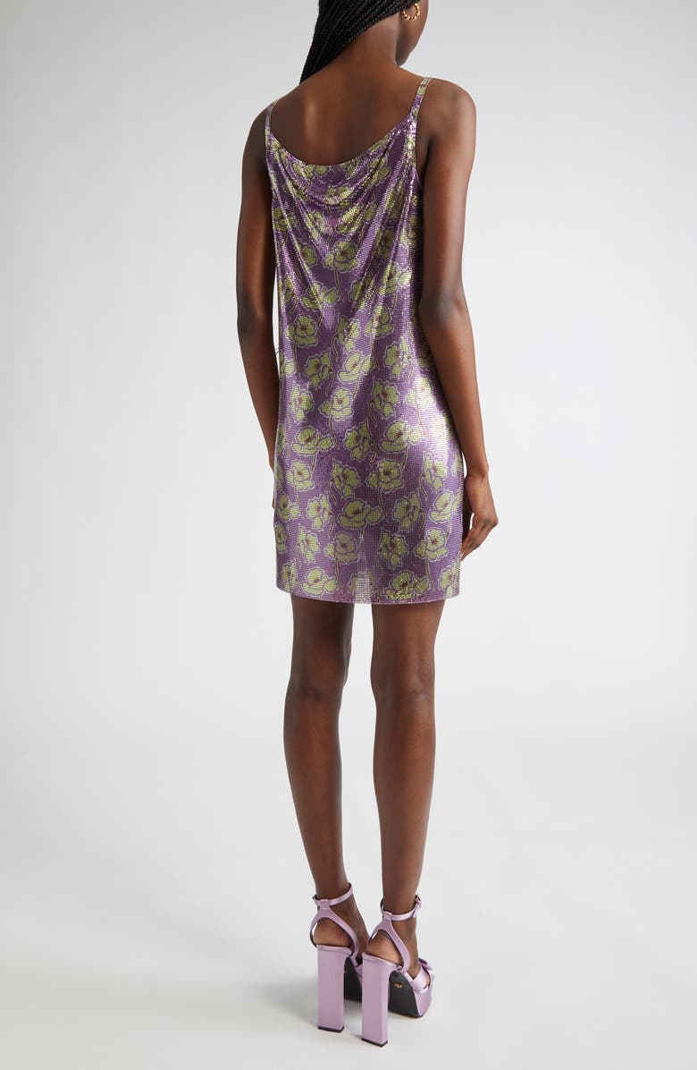 Versace Poppies Metallic Mesh Cocktail Dress, Alternate, color,